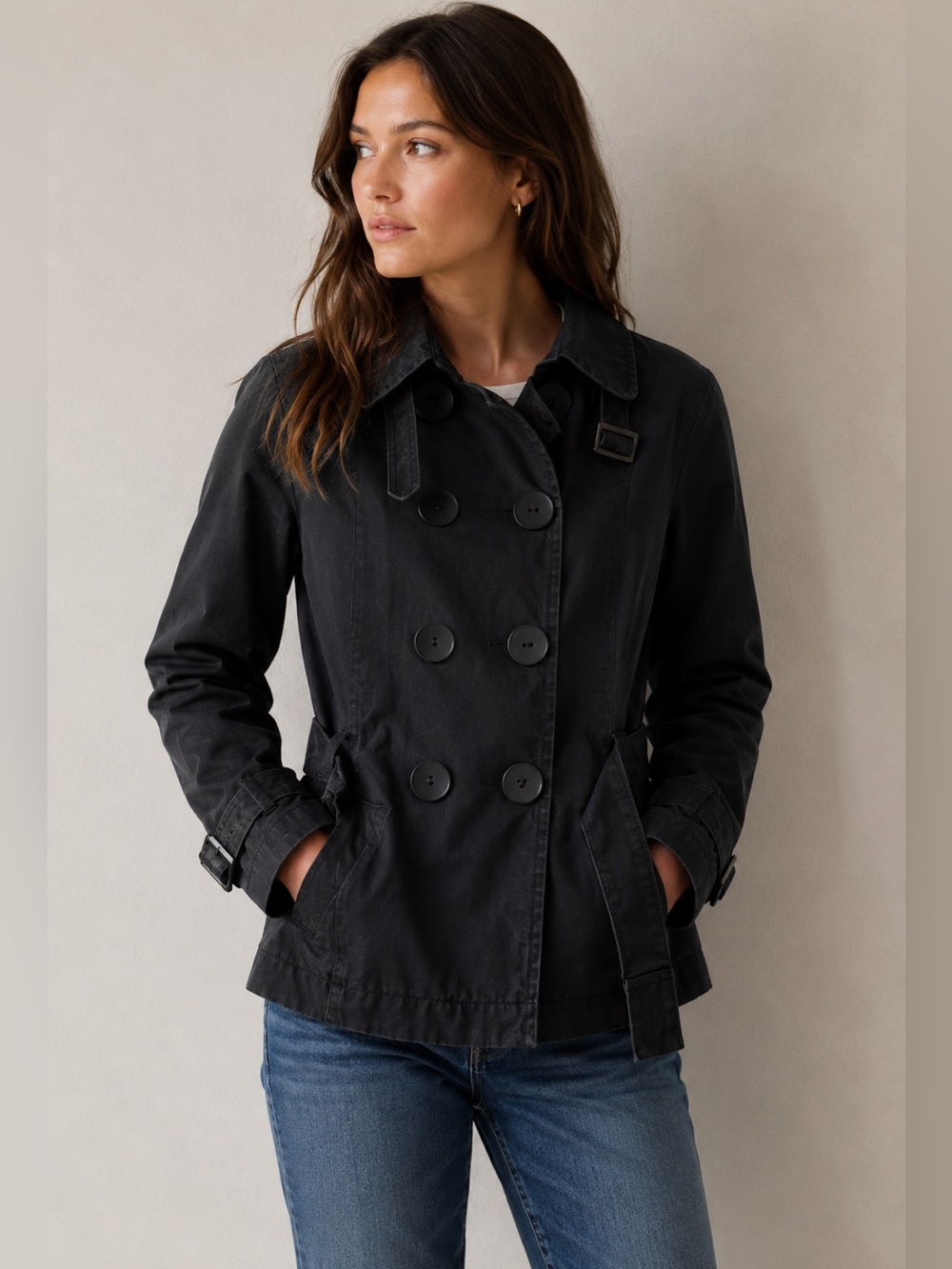 Soia Kyo Cotton Black Jacket with Belt Size S